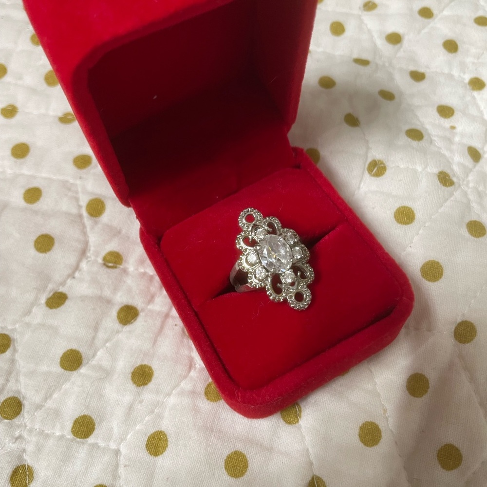 VINTAGE Sterling Silver Diamond Ring